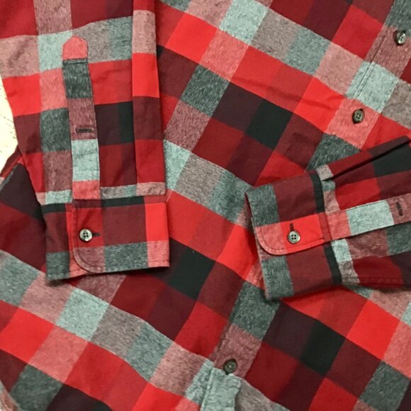 Bonobos Men’s Slim Fit Plaid Flannel Shirt Red Black Gray - Size Large EUC - Picture 4 of 7